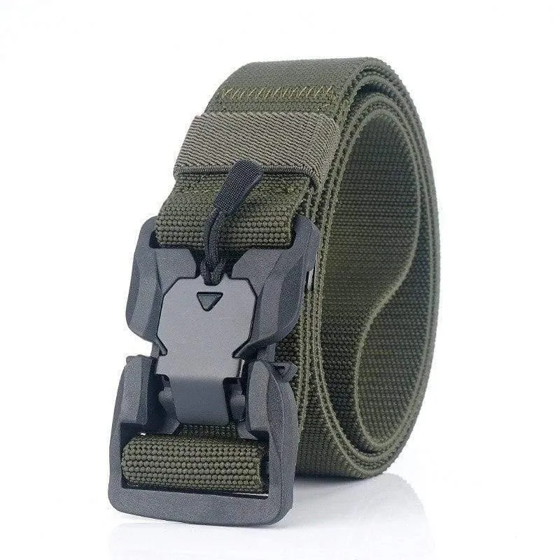 Elastischer Gürtel Hart ABS Magnetische Schnalle Herren Militärischer Taktischer Gürtel Hochfester elastischer Nylon Weicher No-Hole-Armeegürtel