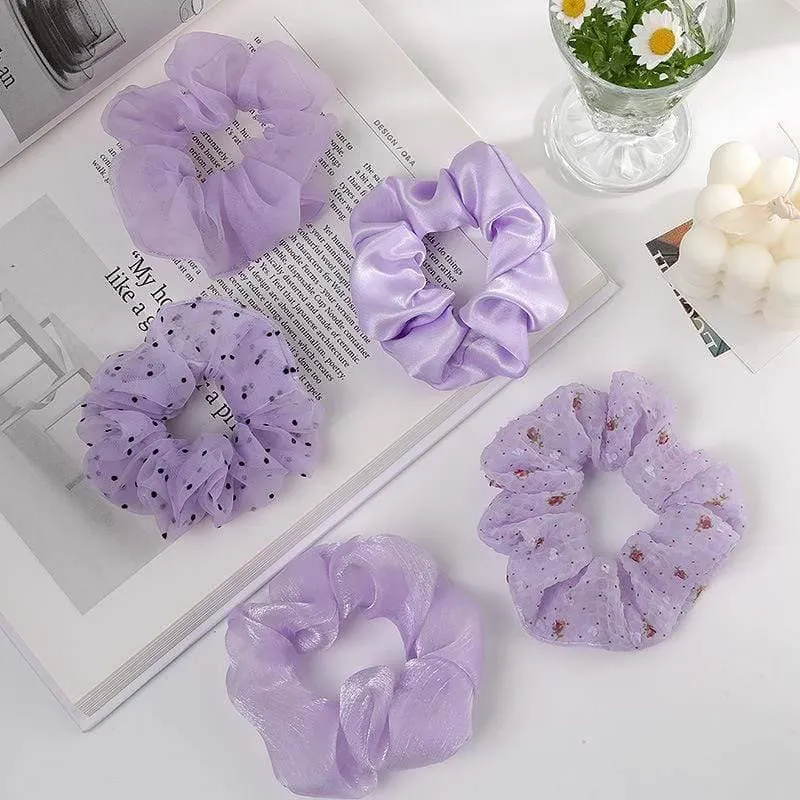 Damenmode-Haarschmuck, Satin-Haargummis, elastisches Haargummi, Haargummis, Mädchen, Chiffon, Pferdeschwanzhalter, lila Liebhaber