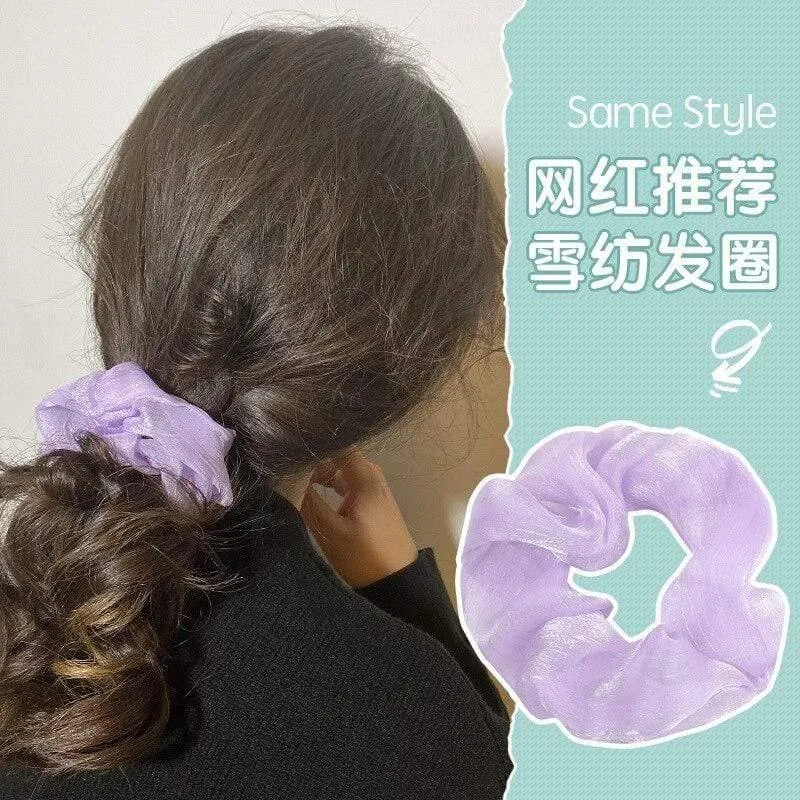 Damenmode-Haarschmuck, Satin-Haargummis, elastisches Haargummi, Haargummis, Mädchen, Chiffon, Pferdeschwanzhalter, lila Liebhaber