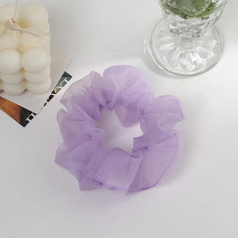 Damenmode-Haarschmuck, Satin-Haargummis, elastisches Haargummi, Haargummis, Mädchen, Chiffon, Pferdeschwanzhalter, lila Liebhaber