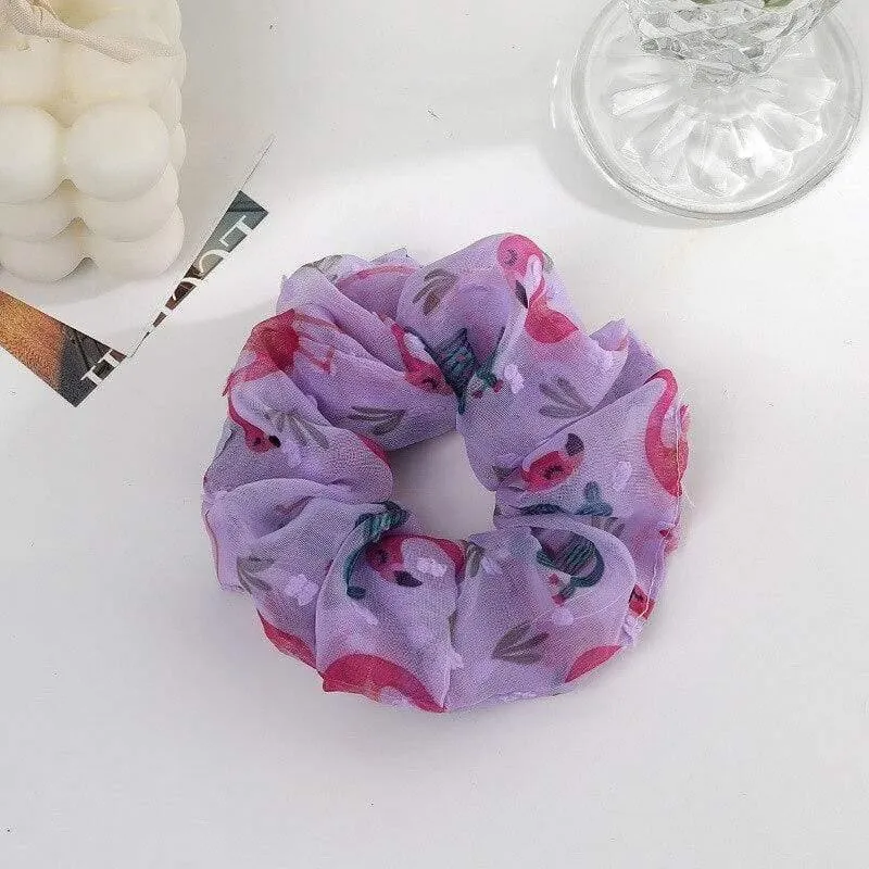 Damenmode-Haarschmuck, Satin-Haargummis, elastisches Haargummi, Haargummis, Mädchen, Chiffon, Pferdeschwanzhalter, lila Liebhaber