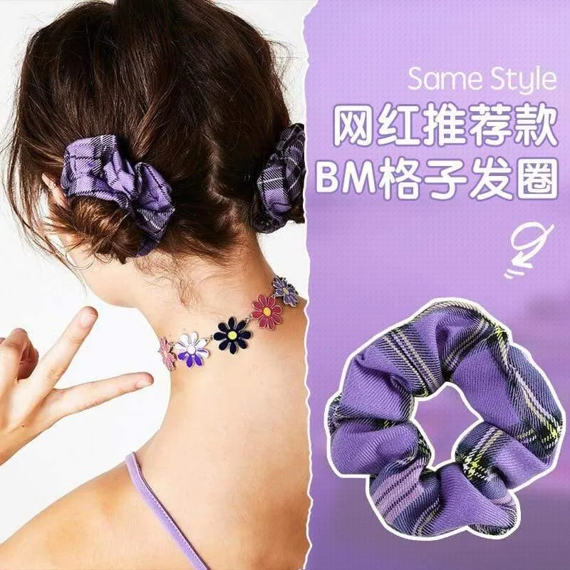 Damenmode-Haarschmuck, Satin-Haargummis, elastisches Haargummi, Haargummis, Mädchen, Chiffon, Pferdeschwanzhalter, lila Liebhaber