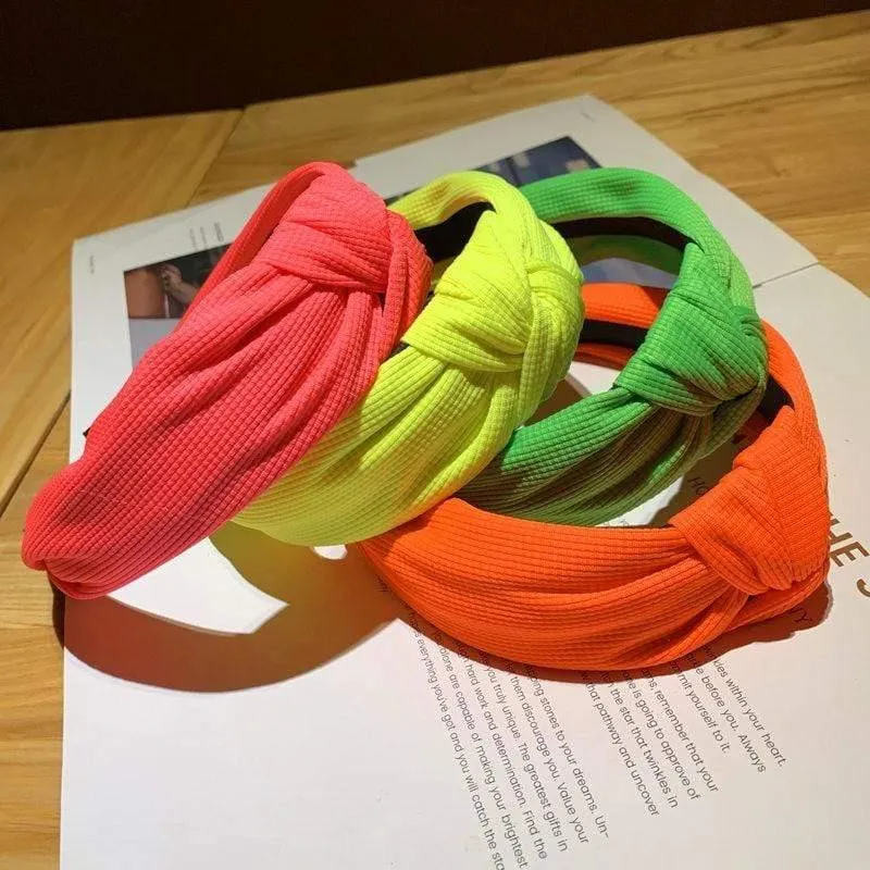 Mode Neon Farbe Tuch Frauen Haarbänder Bogen-knoten Mädchen Stirnbänder dame Kopfbedeckungen Haar Zubehör
