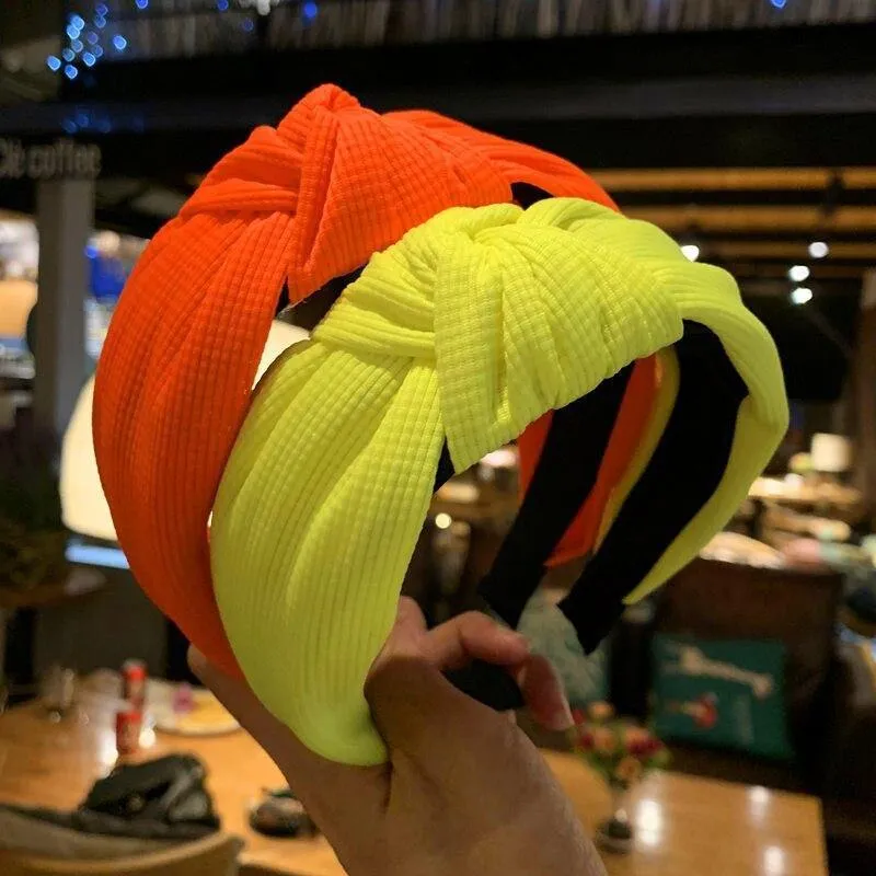 Mode Neon Farbe Tuch Frauen Haarbänder Bogen-knoten Mädchen Stirnbänder dame Kopfbedeckungen Haar Zubehör