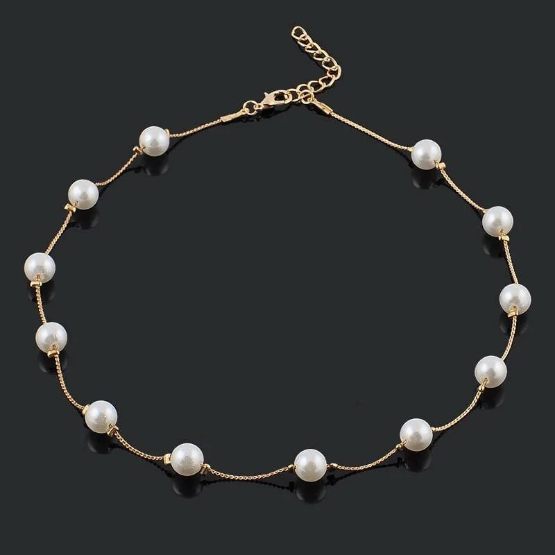Koreanische Mode Perle Anhänger Halsreif Halskette Frauen Hochzeit Party Schlüsselbein Kette Zubehör Geschenke für das neue Jahr Schmuck