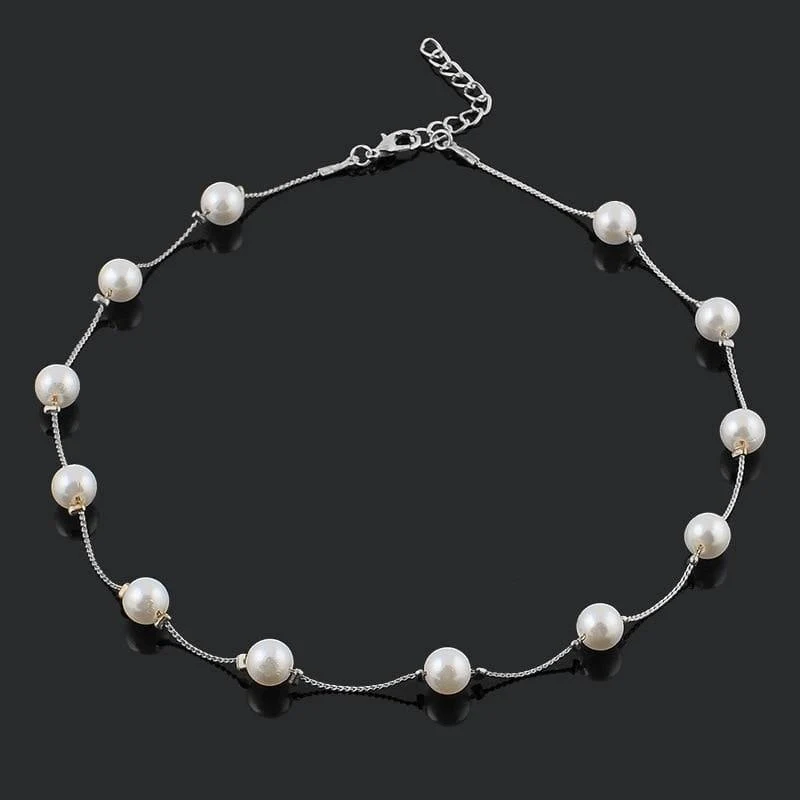 Koreanische Mode Perle Anhänger Halsreif Halskette Frauen Hochzeit Party Schlüsselbein Kette Zubehör Geschenke für das neue Jahr Schmuck