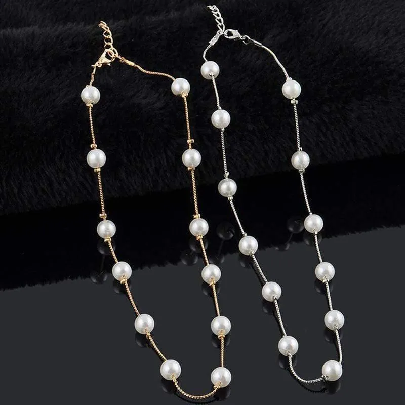 Koreanische Mode Perle Anhänger Halsreif Halskette Frauen Hochzeit Party Schlüsselbein Kette Zubehör Geschenke für das neue Jahr Schmuck