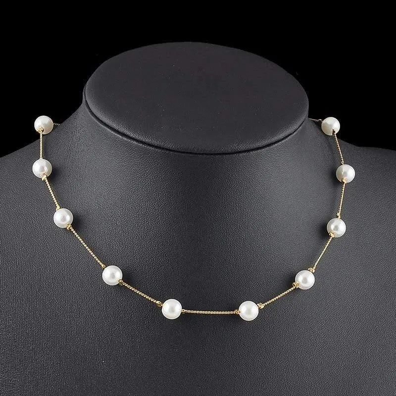 Koreanische Mode Perle Anhänger Halsreif Halskette Frauen Hochzeit Party Schlüsselbein Kette Zubehör Geschenke für das neue Jahr Schmuck