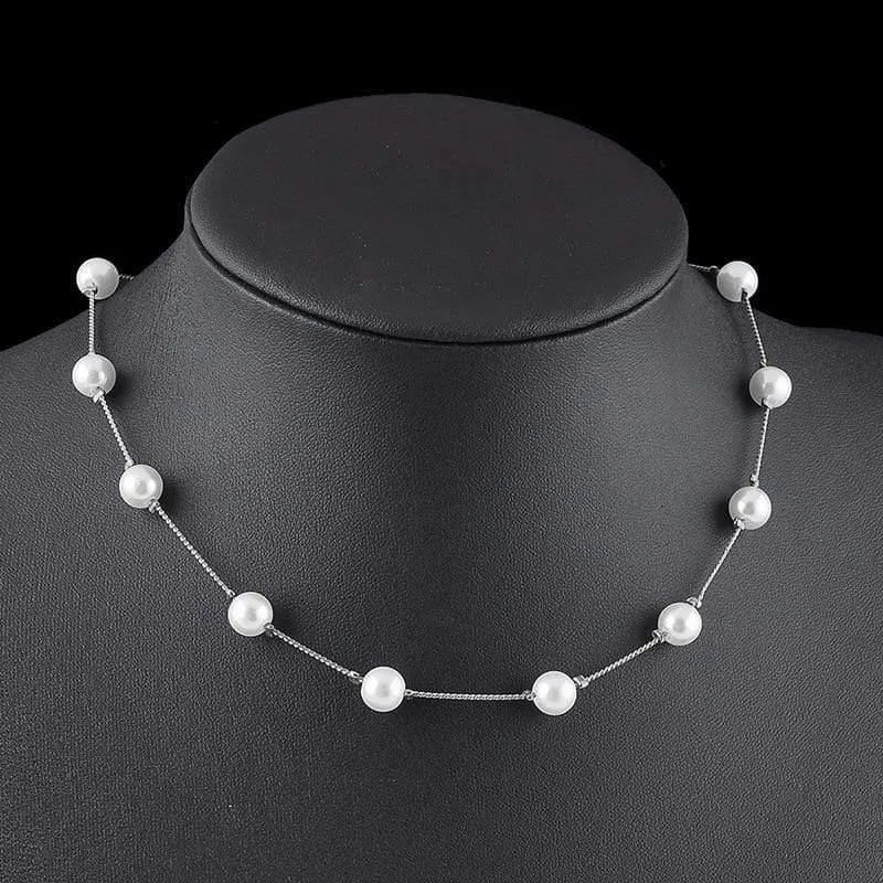 Koreanische Mode Perle Anhänger Halsreif Halskette Frauen Hochzeit Party Schlüsselbein Kette Zubehör Geschenke für das neue Jahr Schmuck
