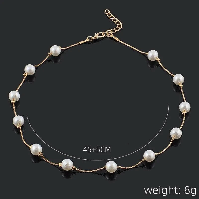 Koreanische Mode Perle Anhänger Halsreif Halskette Frauen Hochzeit Party Schlüsselbein Kette Zubehör Geschenke für das neue Jahr Schmuck