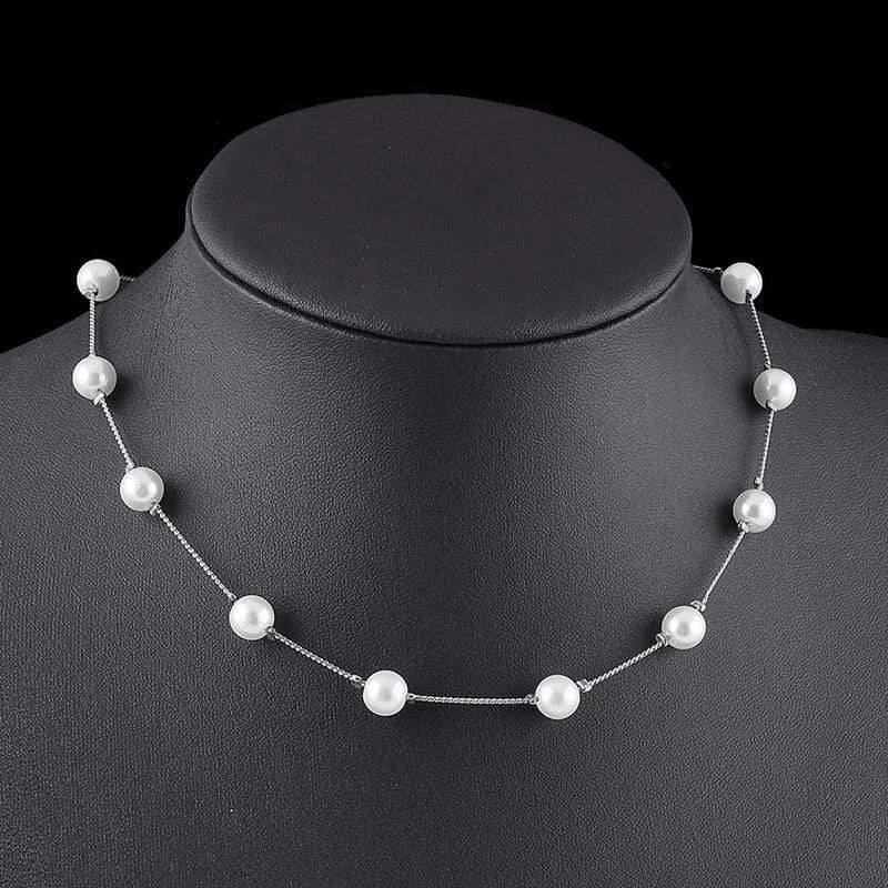 Koreanische Mode Perle Anhänger Halsreif Halskette Frauen Hochzeit Party Schlüsselbein Kette Zubehör Geschenke für das neue Jahr Schmuck