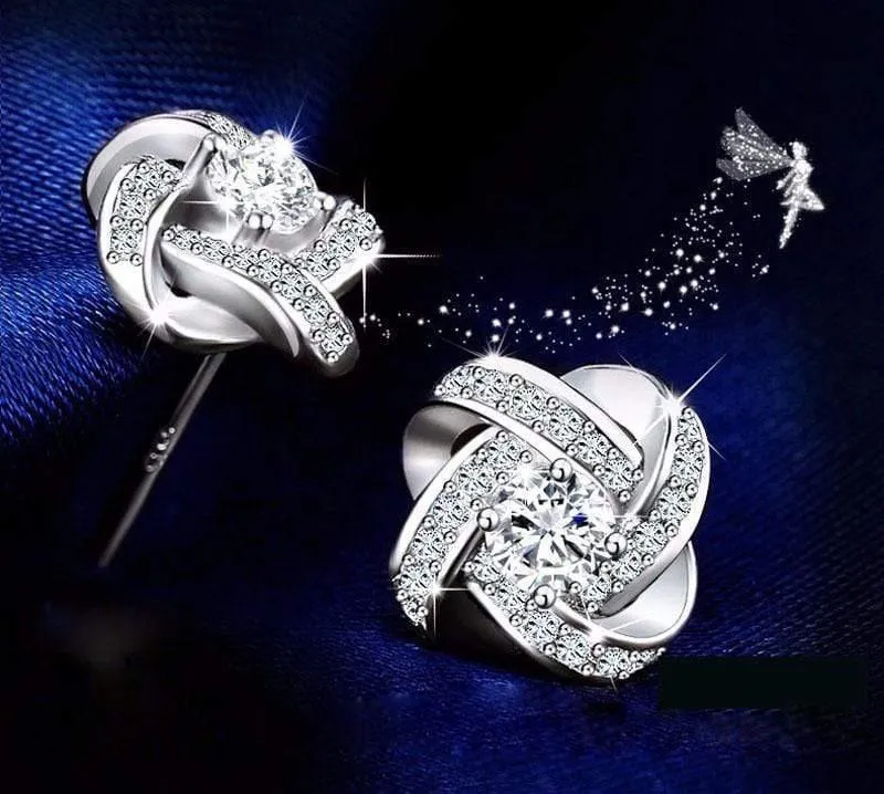 925 Solid Silver Crystal Ohrstecker für Frauen Luxus Zirkonia Hochzeit Ohrring Schmuck Zubehör