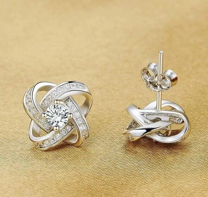 925 Solid Silver Crystal Ohrstecker für Frauen Luxus Zirkonia Hochzeit Ohrring Schmuck Zubehör