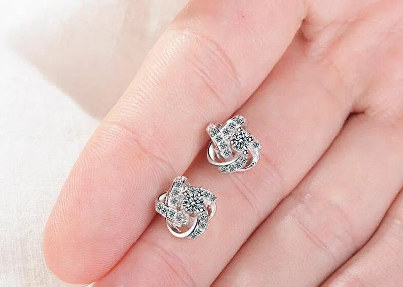 925 Solid Silver Crystal Ohrstecker für Frauen Luxus Zirkonia Hochzeit Ohrring Schmuck Zubehör