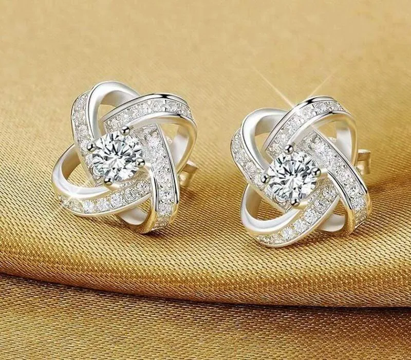 925 Solid Silver Crystal Ohrstecker für Frauen Luxus Zirkonia Hochzeit Ohrring Schmuck Zubehör