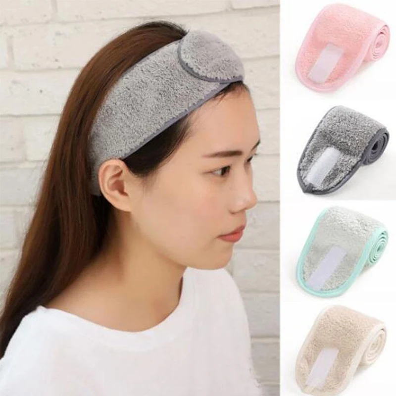 1PC Frauen verstellbare Make-up Stirnbänder Wickeln Tiara Turban Gesicht waschen Bad Salon SPA Klett-Haarband für Frauen Zubehör