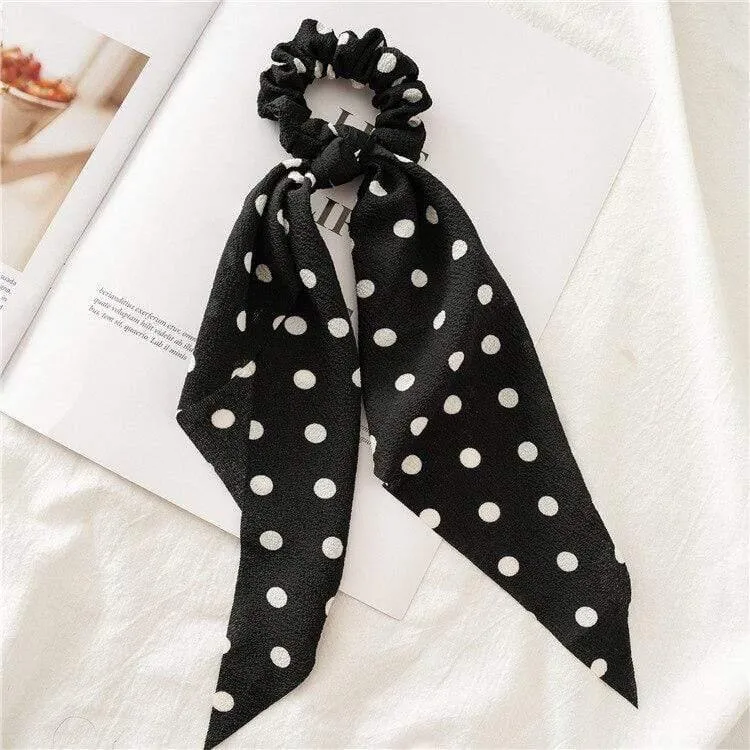 Blumendruck Haarschal Schleife Haargummis Pferdeschwanz Stirnband Für Frauen Haarschmuck Bowknot Elastic Hair Rope Haarbänder
