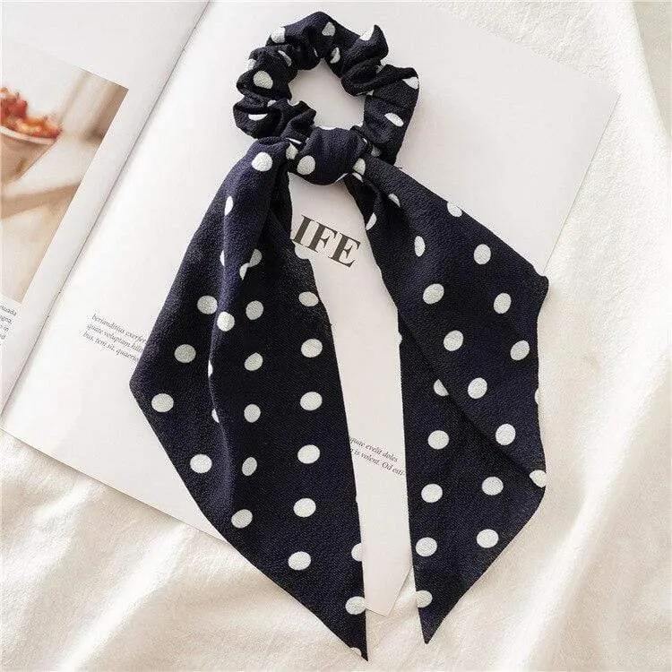 Blumendruck Haarschal Schleife Haargummis Pferdeschwanz Stirnband Für Frauen Haarschmuck Bowknot Elastic Hair Rope Haarbänder
