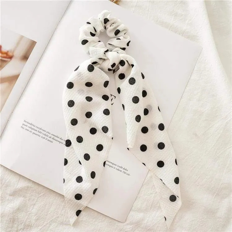 Blumendruck Haarschal Schleife Haargummis Pferdeschwanz Stirnband Für Frauen Haarschmuck Bowknot Elastic Hair Rope Haarbänder