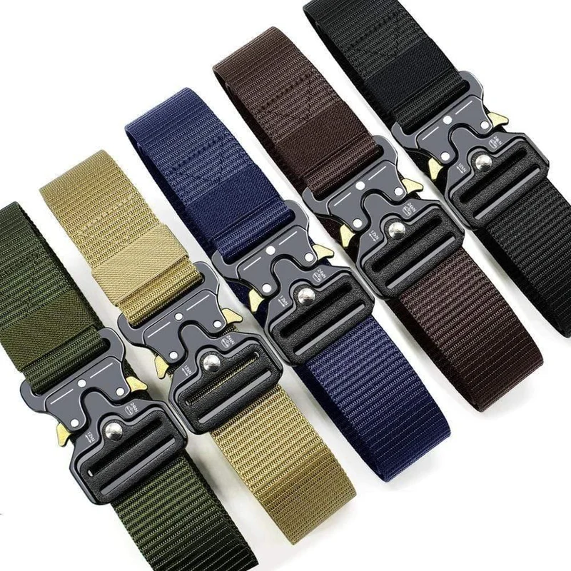 Taktischer Gürtel Nylon-Armeegürtel Neue Herren-Militär-Multifunktionsschnalle Outdoor-Sporthakengürtel 125/135 cm breit 3.8 cm