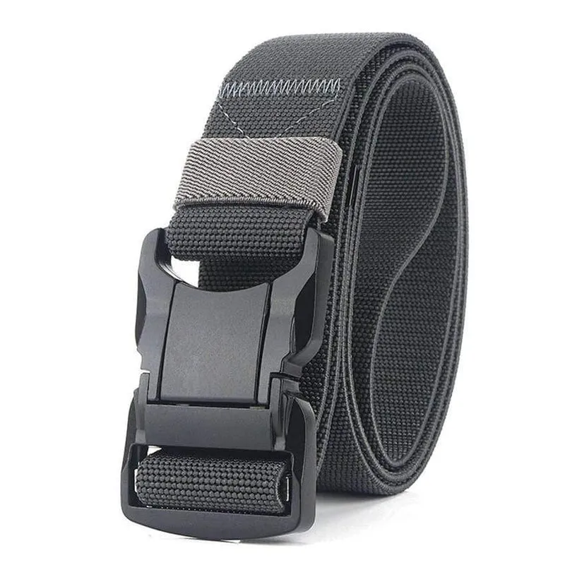 Elastischer Gürtel Männer Aluminiumlegierung Schwarz Steckbare Schnalle Taktische Gürtel Atmungsaktiver Bequemer Nylon Männlicher Jeansgürtel Hohe Qualität
