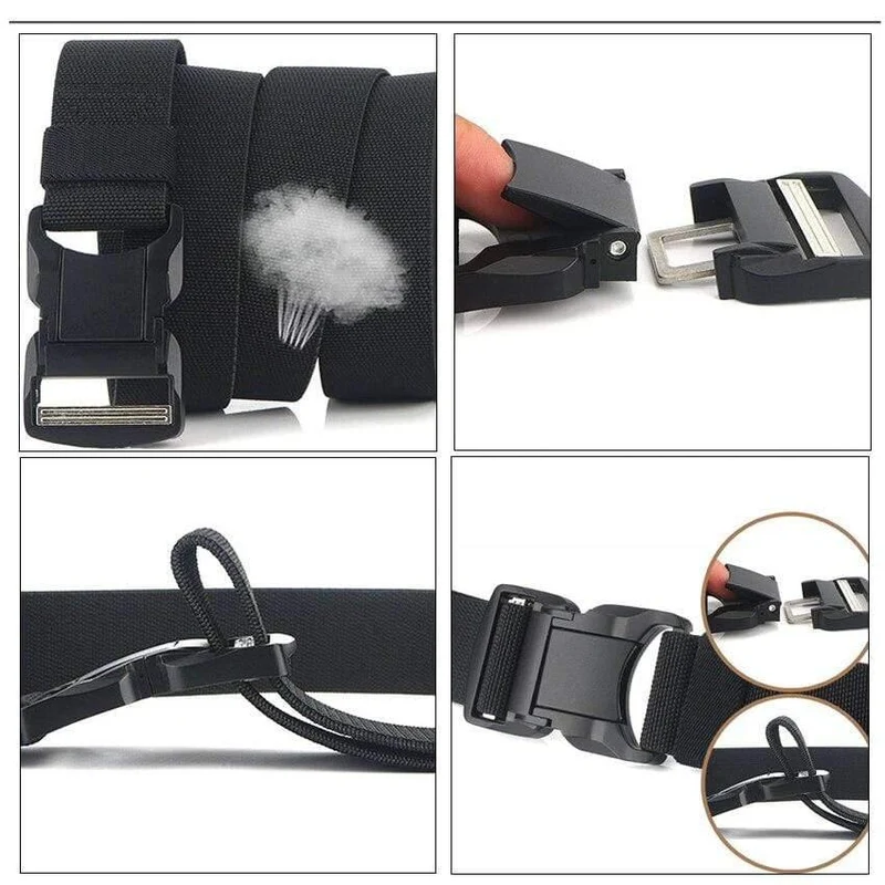 Elastischer Gürtel Männer Aluminiumlegierung Schwarz Steckbare Schnalle Taktische Gürtel Atmungsaktiver Bequemer Nylon Männlicher Jeansgürtel Hohe Qualität