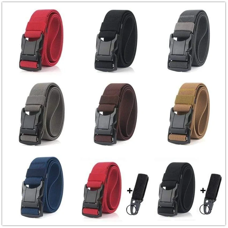 Elastischer Gürtel Männer Aluminiumlegierung Schwarz Steckbare Schnalle Taktische Gürtel Atmungsaktiver Bequemer Nylon Männlicher Jeansgürtel Hohe Qualität