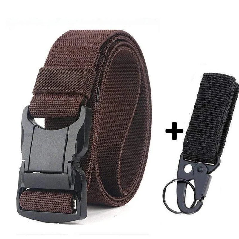 Elastischer Gürtel Männer Aluminiumlegierung Schwarz Steckbare Schnalle Taktische Gürtel Atmungsaktiver Bequemer Nylon Männlicher Jeansgürtel Hohe Qualität