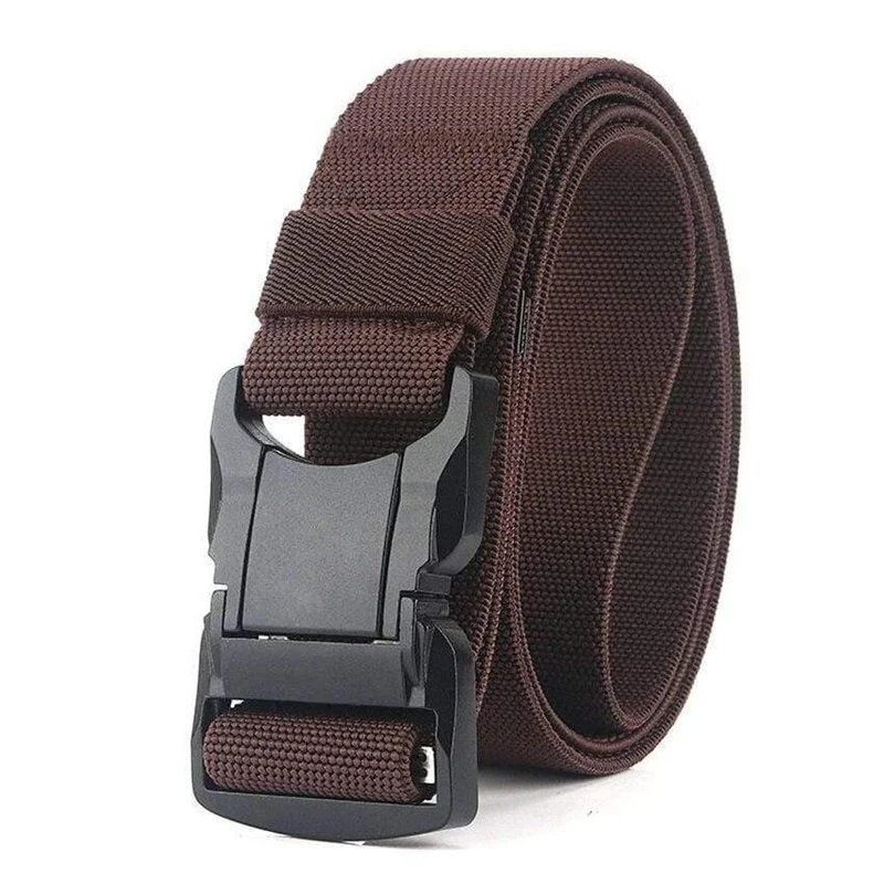 Elastischer Gürtel Männer Aluminiumlegierung Schwarz Steckbare Schnalle Taktische Gürtel Atmungsaktiver Bequemer Nylon Männlicher Jeansgürtel Hohe Qualität