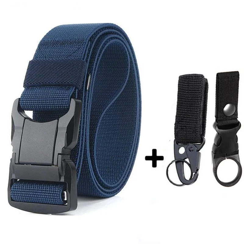 Elastischer Gürtel Männer Aluminiumlegierung Schwarz Steckbare Schnalle Taktische Gürtel Atmungsaktiver Bequemer Nylon Männlicher Jeansgürtel Hohe Qualität
