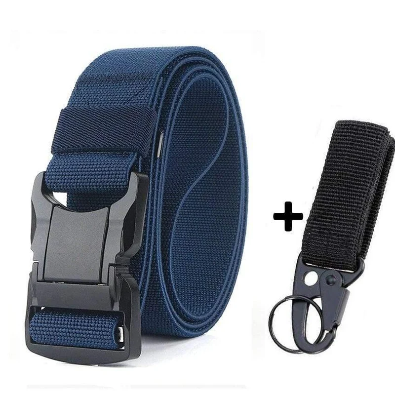 Elastischer Gürtel Männer Aluminiumlegierung Schwarz Steckbare Schnalle Taktische Gürtel Atmungsaktiver Bequemer Nylon Männlicher Jeansgürtel Hohe Qualität