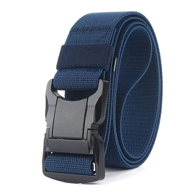 Elastischer Gürtel Männer Aluminiumlegierung Schwarz Steckbare Schnalle Taktische Gürtel Atmungsaktiver Bequemer Nylon Männlicher Jeansgürtel Hohe Qualität