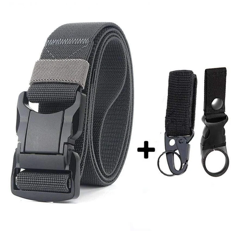 Elastischer Gürtel Männer Aluminiumlegierung Schwarz Steckbare Schnalle Taktische Gürtel Atmungsaktiver Bequemer Nylon Männlicher Jeansgürtel Hohe Qualität