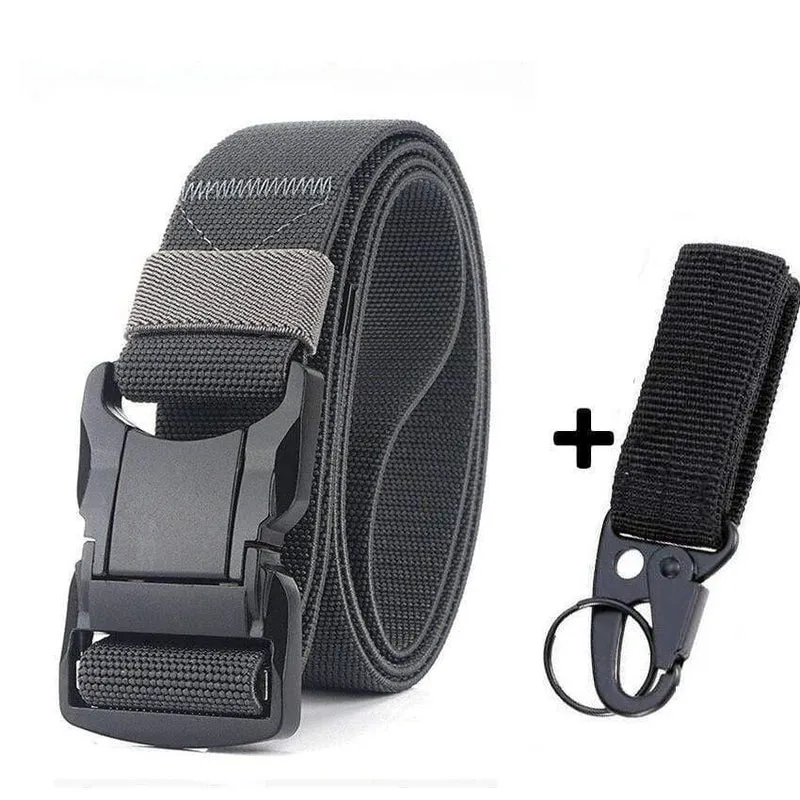 Elastischer Gürtel Männer Aluminiumlegierung Schwarz Steckbare Schnalle Taktische Gürtel Atmungsaktiver Bequemer Nylon Männlicher Jeansgürtel Hohe Qualität