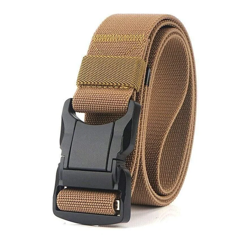 Elastischer Gürtel Männer Aluminiumlegierung Schwarz Steckbare Schnalle Taktische Gürtel Atmungsaktiver Bequemer Nylon Männlicher Jeansgürtel Hohe Qualität