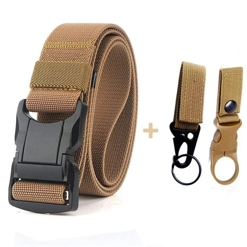 Elastischer Gürtel Männer Aluminiumlegierung Schwarz Steckbare Schnalle Taktische Gürtel Atmungsaktiver Bequemer Nylon Männlicher Jeansgürtel Hohe Qualität