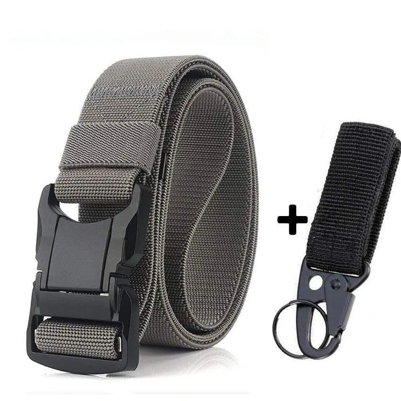 Elastischer Gürtel Männer Aluminiumlegierung Schwarz Steckbare Schnalle Taktische Gürtel Atmungsaktiver Bequemer Nylon Männlicher Jeansgürtel Hohe Qualität