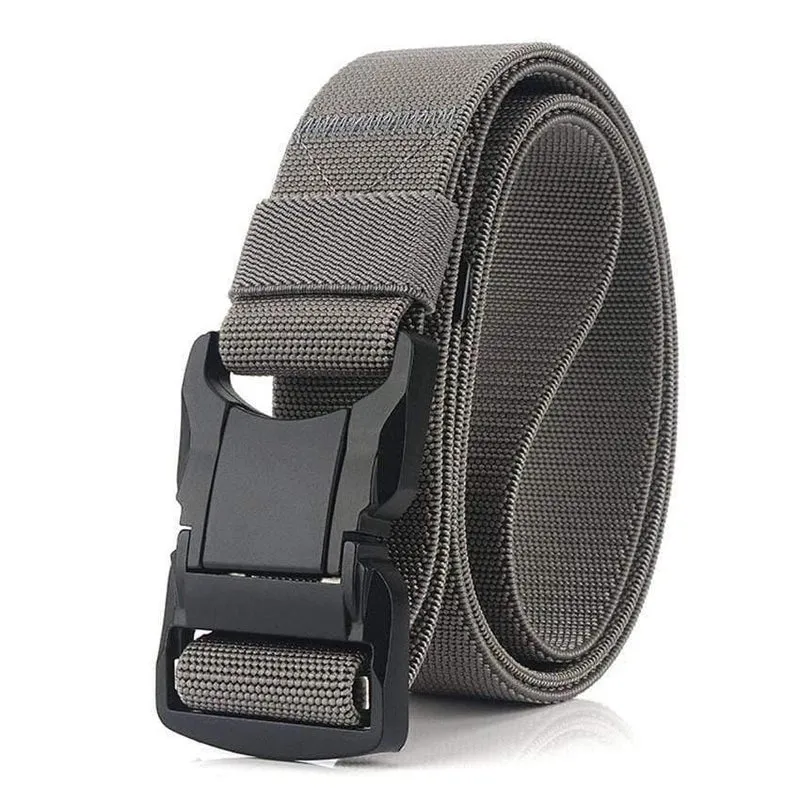 Elastischer Gürtel Männer Aluminiumlegierung Schwarz Steckbare Schnalle Taktische Gürtel Atmungsaktiver Bequemer Nylon Männlicher Jeansgürtel Hohe Qualität