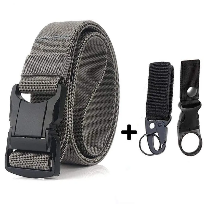 Elastischer Gürtel Männer Aluminiumlegierung Schwarz Steckbare Schnalle Taktische Gürtel Atmungsaktiver Bequemer Nylon Männlicher Jeansgürtel Hohe Qualität