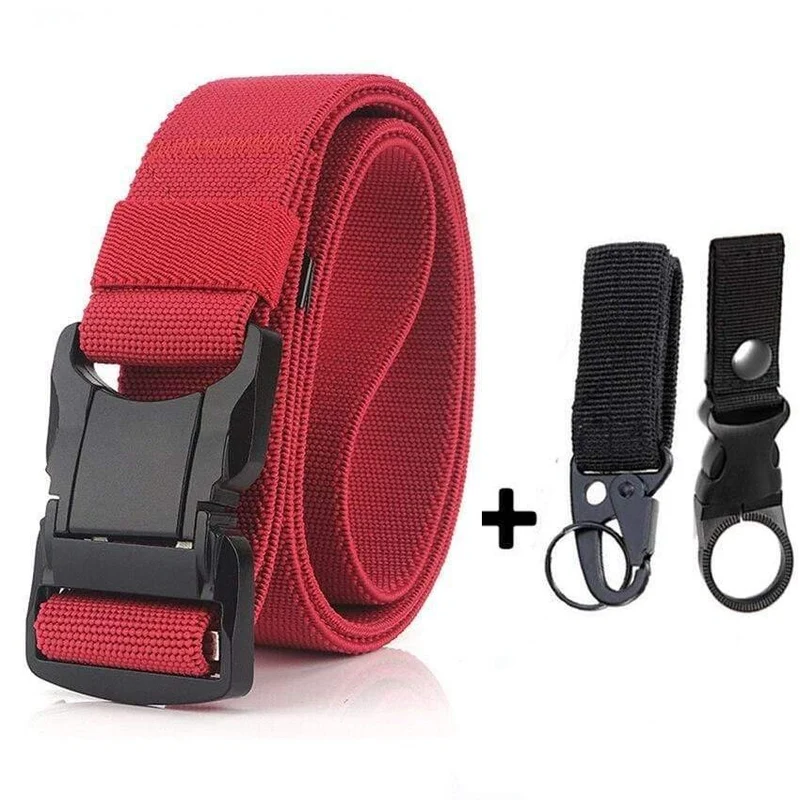 Elastischer Gürtel Männer Aluminiumlegierung Schwarz Steckbare Schnalle Taktische Gürtel Atmungsaktiver Bequemer Nylon Männlicher Jeansgürtel Hohe Qualität