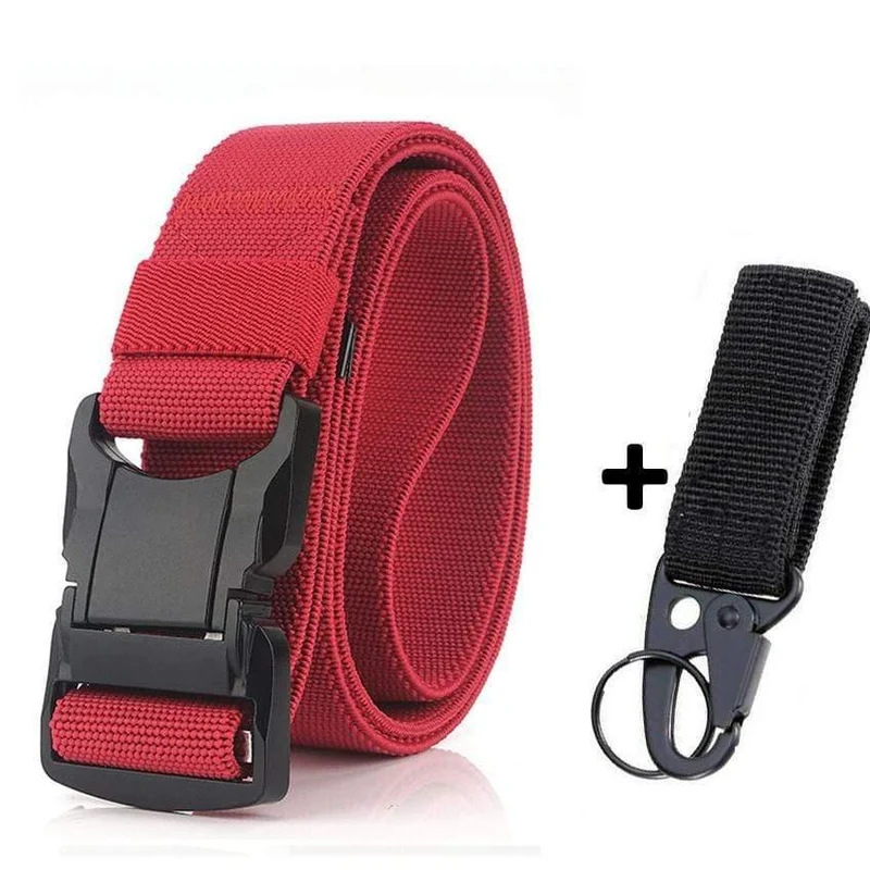 Elastischer Gürtel Männer Aluminiumlegierung Schwarz Steckbare Schnalle Taktische Gürtel Atmungsaktiver Bequemer Nylon Männlicher Jeansgürtel Hohe Qualität