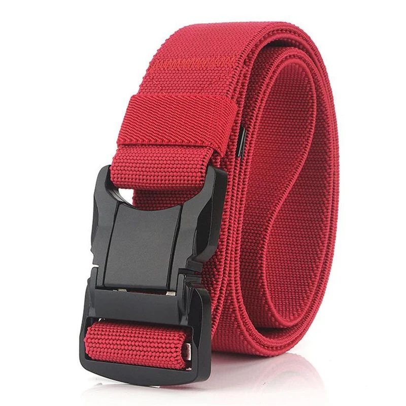 Elastischer Gürtel Männer Aluminiumlegierung Schwarz Steckbare Schnalle Taktische Gürtel Atmungsaktiver Bequemer Nylon Männlicher Jeansgürtel Hohe Qualität