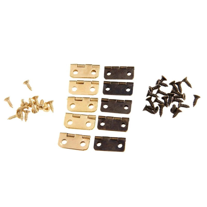 10 Stück Küchenschrank Scharniere Möbelzubehör 4 Löcher Schmuckschatullen Scharnier Möbelbeschläge 16x13mm Antik Bronze / Gold
