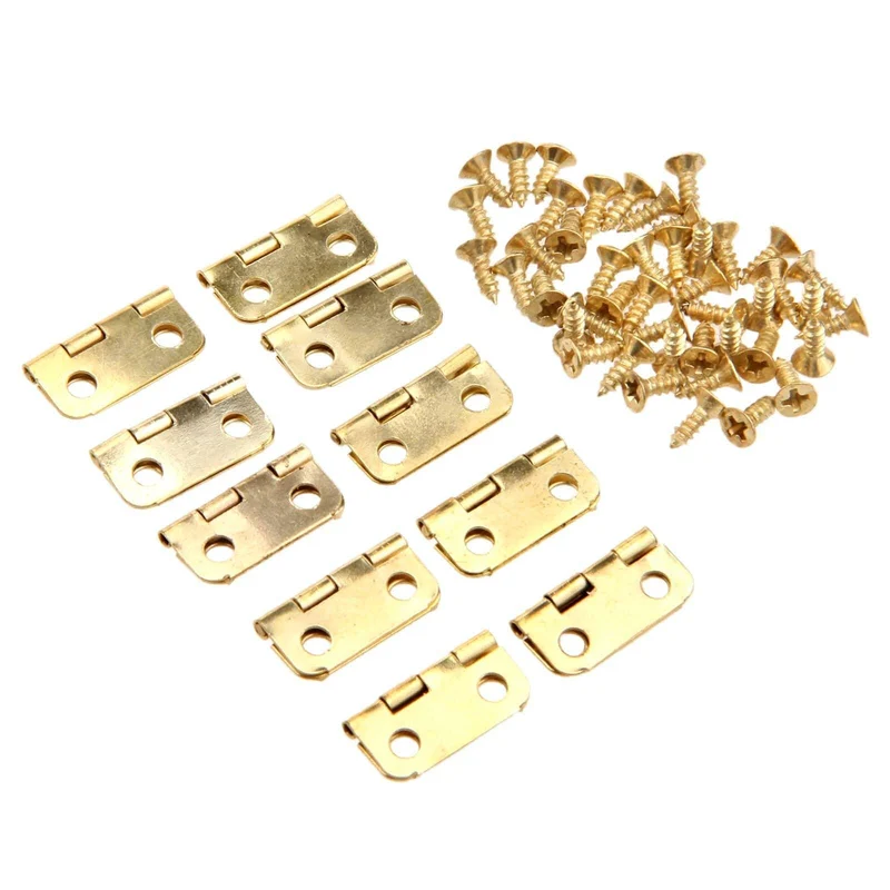 10 Stück Küchenschrank Scharniere Möbelzubehör 4 Löcher Schmuckschatullen Scharnier Möbelbeschläge 16x13mm Antik Bronze / Gold