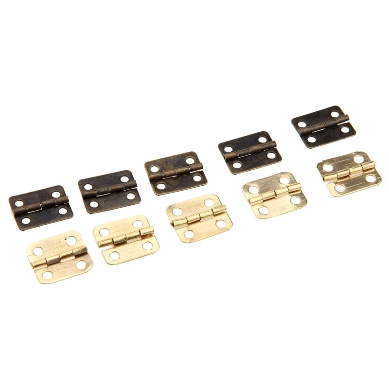 10 Stück Küchenschrank Scharniere Möbelzubehör 4 Löcher Schmuckschatullen Scharnier Möbelbeschläge 16x13mm Antik Bronze / Gold