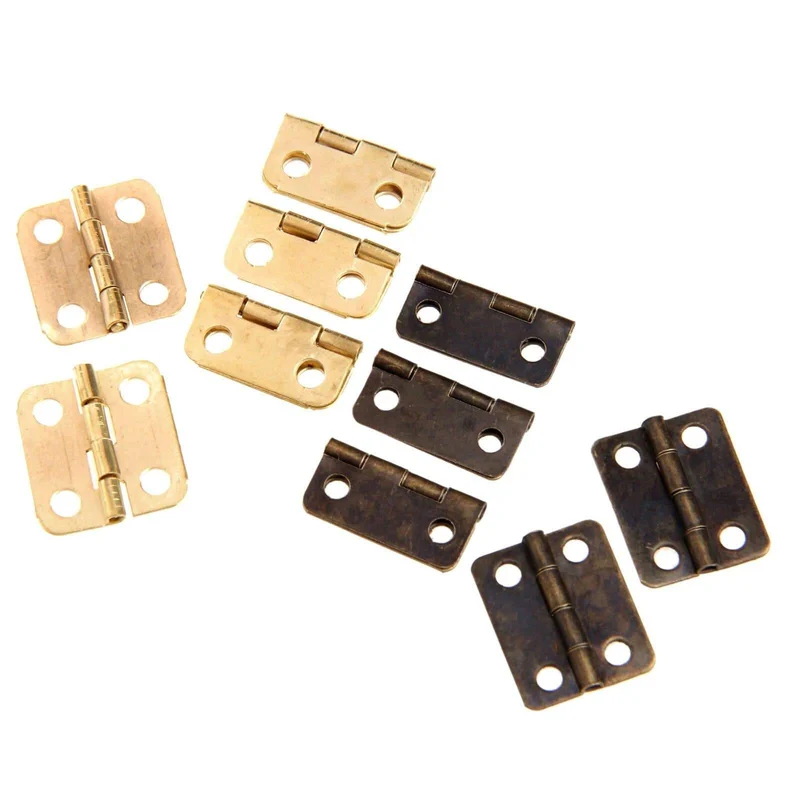 10 Stück Küchenschrank Scharniere Möbelzubehör 4 Löcher Schmuckschatullen Scharnier Möbelbeschläge 16x13mm Antik Bronze / Gold