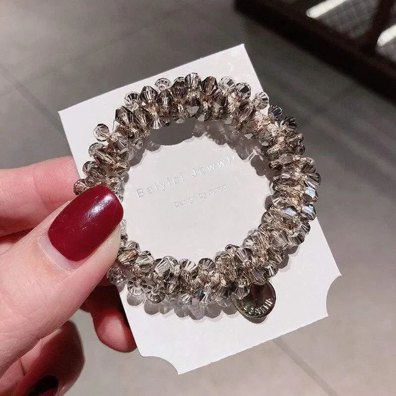 Frauen Kristall Haar Krawatten Perle Elastisches Haarband Mädchen Scrunchies Gummiband Frauen Haar Zubehör Kopfbedeckung Ornament