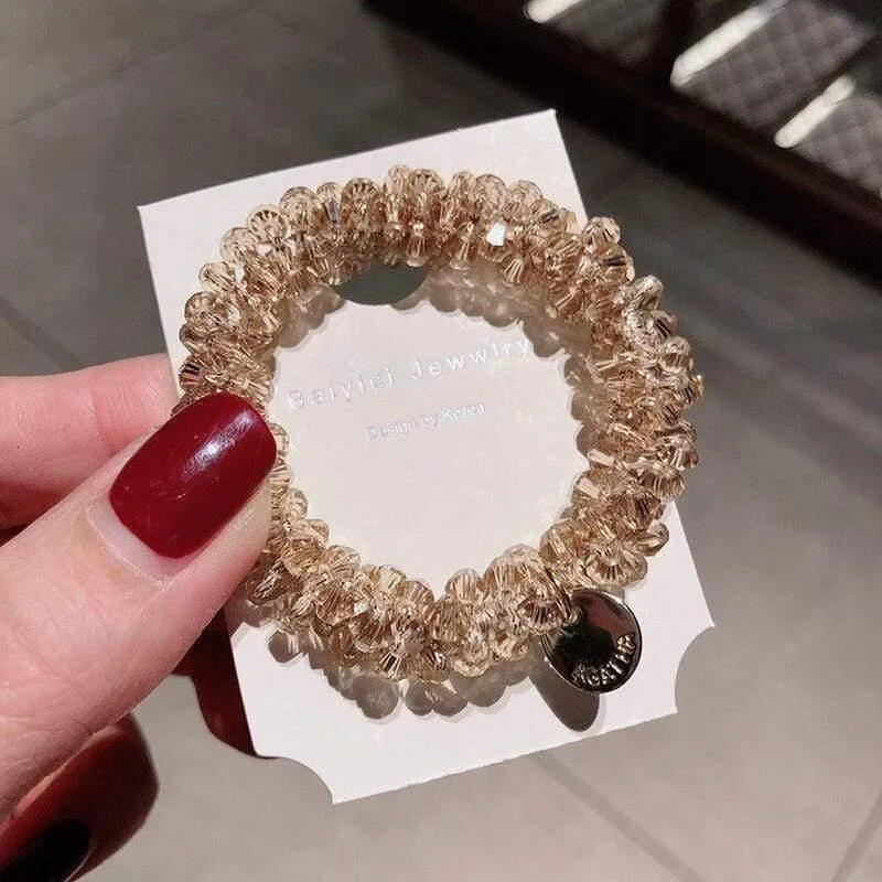 Frauen Kristall Haar Krawatten Perle Elastisches Haarband Mädchen Scrunchies Gummiband Frauen Haar Zubehör Kopfbedeckung Ornament