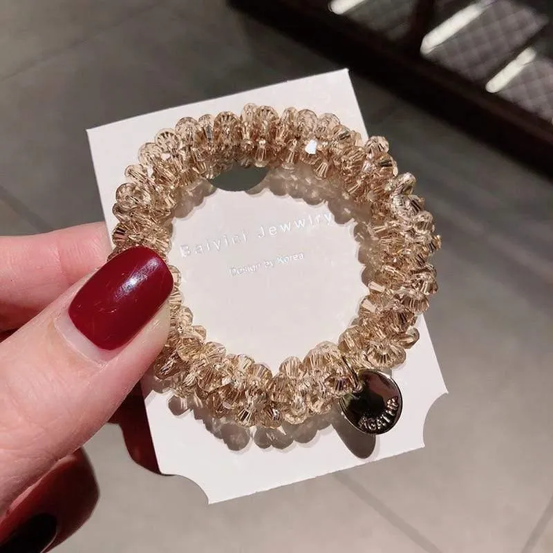 Frauen Kristall Haar Krawatten Perle Elastisches Haarband Mädchen Scrunchies Gummiband Frauen Haar Zubehör Kopfbedeckung Ornament