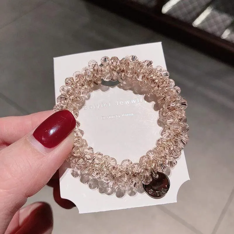 Frauen Kristall Haar Krawatten Perle Elastisches Haarband Mädchen Scrunchies Gummiband Frauen Haar Zubehör Kopfbedeckung Ornament